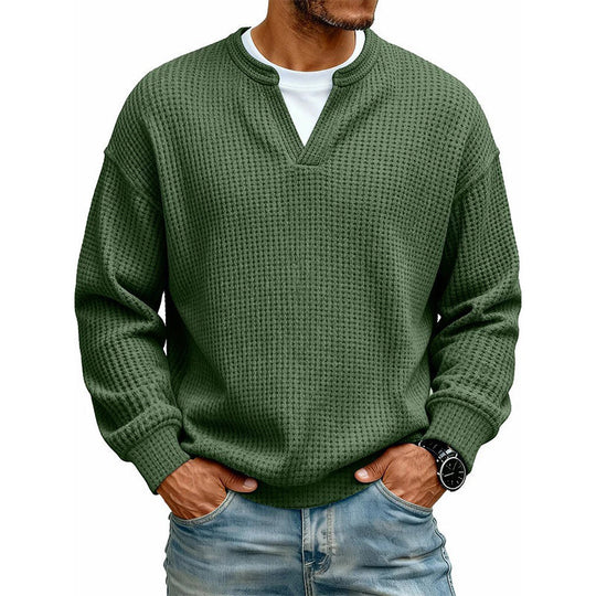⏳LAST DAY SALE ONLY ￡13.99!!🔥✨ Timeless Comfort | Men's Textured Waffle Layered-Look Long-Sleeve Tee