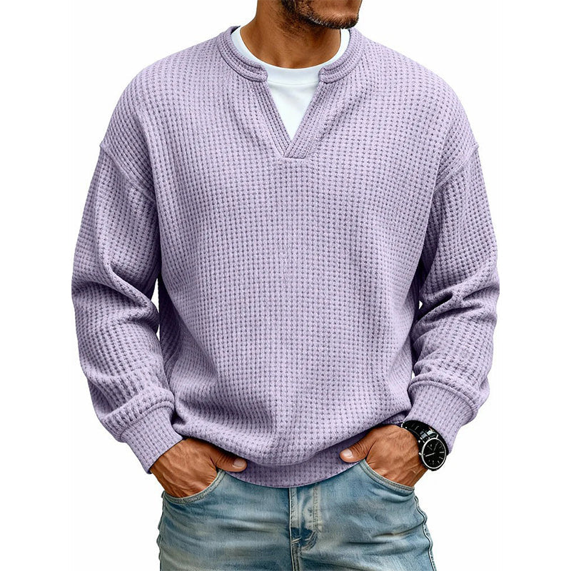 ⏳LAST DAY SALE ONLY ￡18.99!!🔥✨ Timeless Comfort | Men's Textured Waffle Layered-Look Long-Sleeve Tee