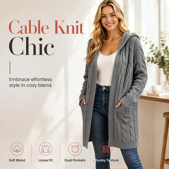Your New Favorite Cozy Layer — Women's Long Hooded Knit Cardigan with Pockets for Effortless Layering, Everyday Comfort, and Relaxed Fall Style