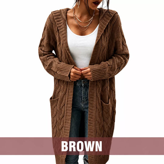 Your New Favorite Cozy Layer — Women's Long Hooded Knit Cardigan with Pockets for Effortless Layering, Everyday Comfort, and Relaxed Fall Style