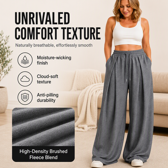 Trending Now⭐👖 Pleated Wide-Leg Sweatpants – Relaxed Fit & Drawstring Waist for Effortless Comfort Style
