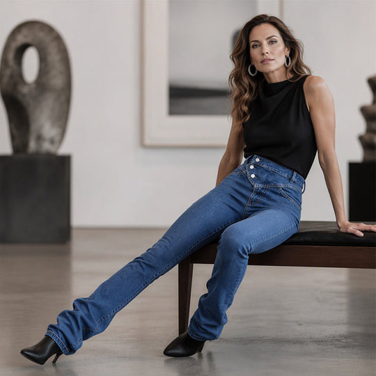 💖 Latest Design | Women's High-Waisted Crossover Asymmetric Jeans