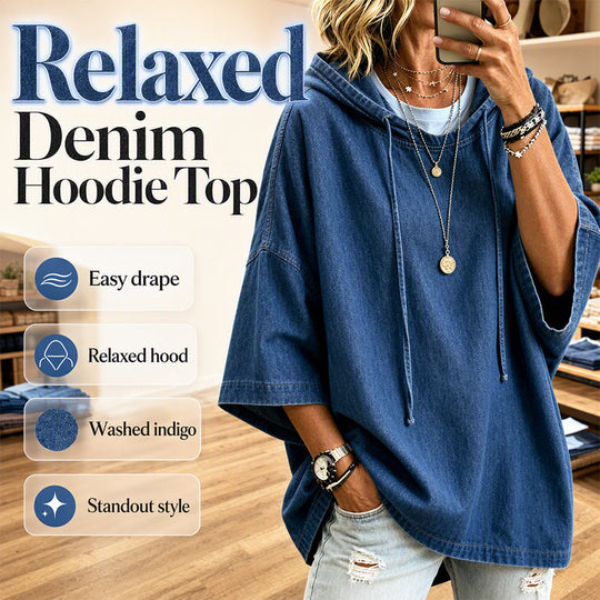 🛍️🍂Women's Casual Loose Denim Hoodie – Relaxed Comfort & Effortless Autumn Style