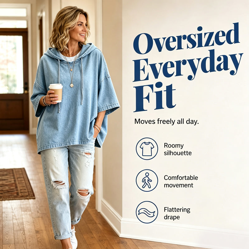 🛍️🍂Women's Casual Loose Denim Hoodie – Relaxed Comfort & Effortless Autumn Style