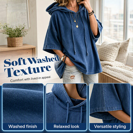 🛍️🍂Women's Casual Loose Denim Hoodie – Relaxed Comfort & Effortless Autumn Style