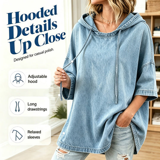 🛍️🍂Women's Casual Loose Denim Hoodie – Relaxed Comfort & Effortless Autumn Style