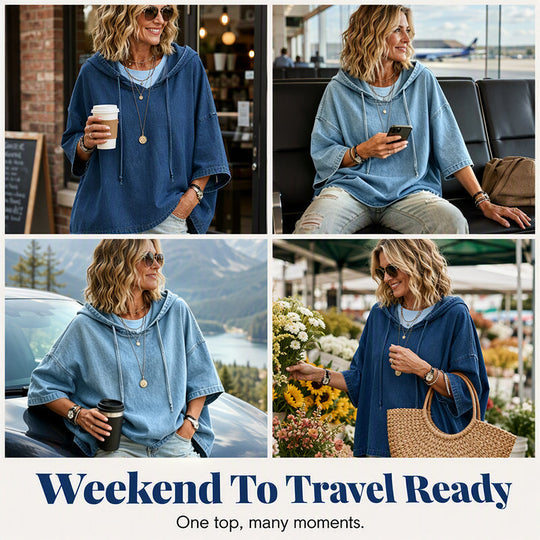 🛍️🍂Women's Casual Loose Denim Hoodie – Relaxed Comfort & Effortless Autumn Style