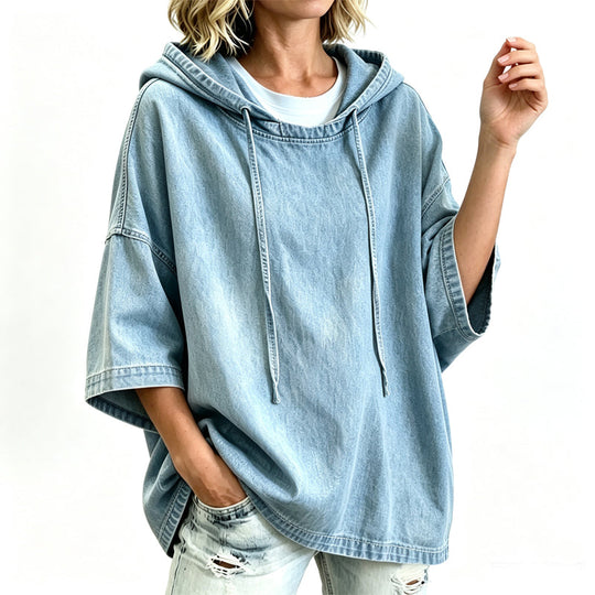 🛍️🍂Women's Casual Loose Denim Hoodie – Relaxed Comfort & Effortless Autumn Style