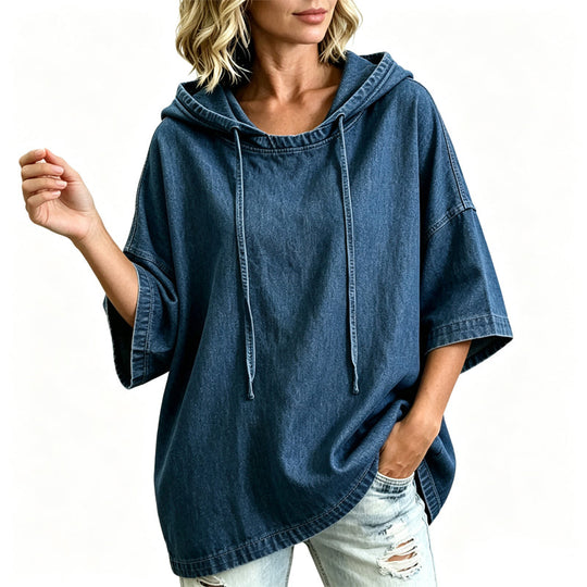 🛍️🍂Women's Casual Loose Denim Hoodie – Relaxed Comfort & Effortless Autumn Style