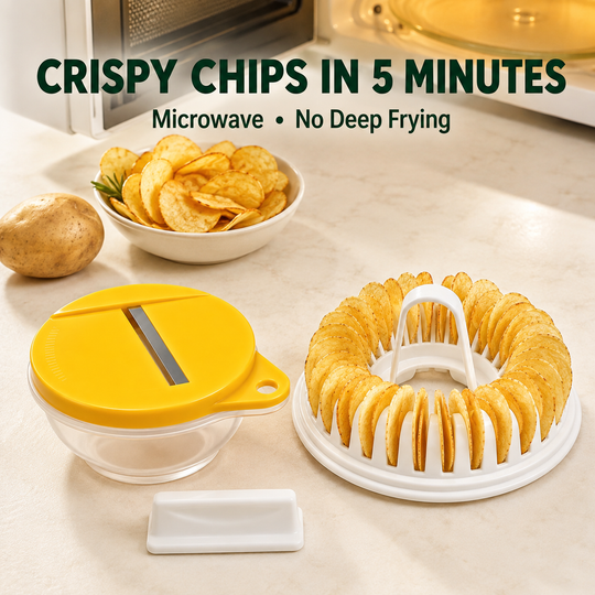🥔DIY Microwave Potato Chip Maker with Slicer Bowl Set🍟