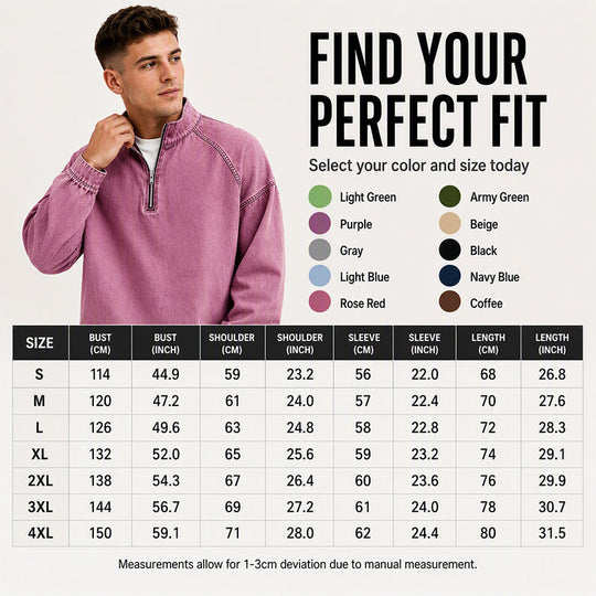 🖤Black Friday Sale:50% OFF🖤🍂 Men's Quarter-Zip Denim Pullover – Casual Style with Comfortable Everyday Fit