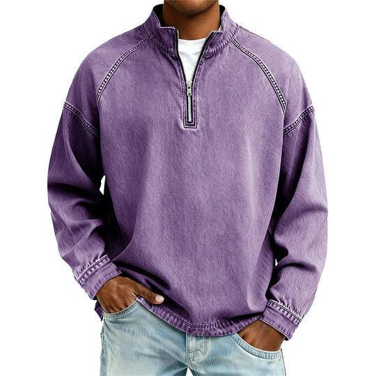 🖤Black Friday Sale:50% OFF🖤🍂 Men's Quarter-Zip Denim Pullover – Casual Style with Comfortable Everyday Fit