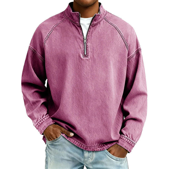 🖤Black Friday Sale:50% OFF🖤🍂 Men's Quarter-Zip Denim Pullover – Casual Style with Comfortable Everyday Fit