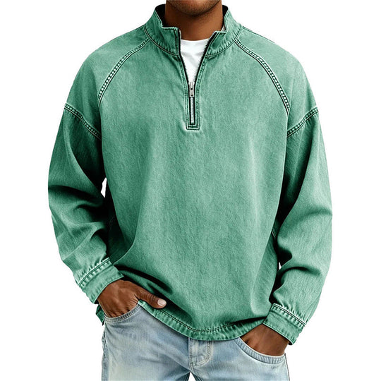 🖤Black Friday Sale:50% OFF🖤🍂 Men's Quarter-Zip Denim Pullover – Casual Style with Comfortable Everyday Fit