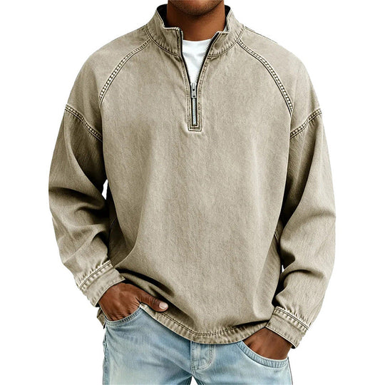 🖤Black Friday Sale:50% OFF🖤🍂 Men's Quarter-Zip Denim Pullover – Casual Style with Comfortable Everyday Fit