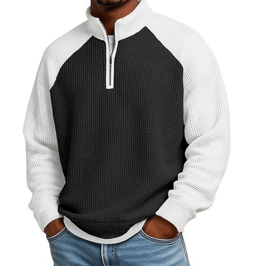 🔥Limited time offer✨Men's Waffle Knit Quarter Zip T-Shirt