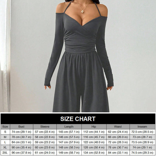 🥳AUTUMN HOT SALE🥳🍂50K+ SOLD!💥50% OFF! Women's Elegant Halter Neck Deep V Jumpsuit