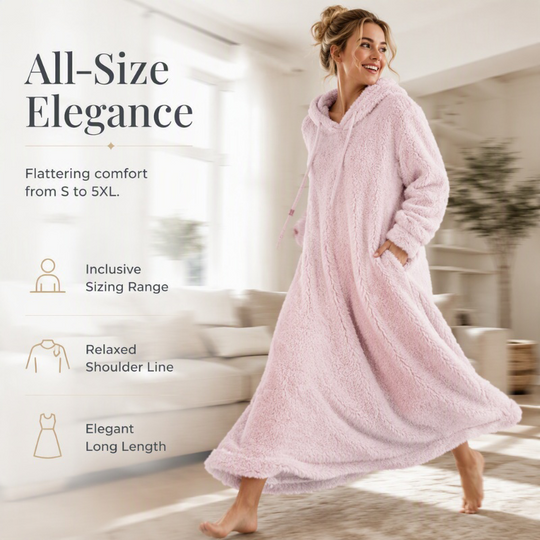 ❄️ Cozy Winter Comfort | 👗✨Women's Plush Hooded Maxi Lounge Dress