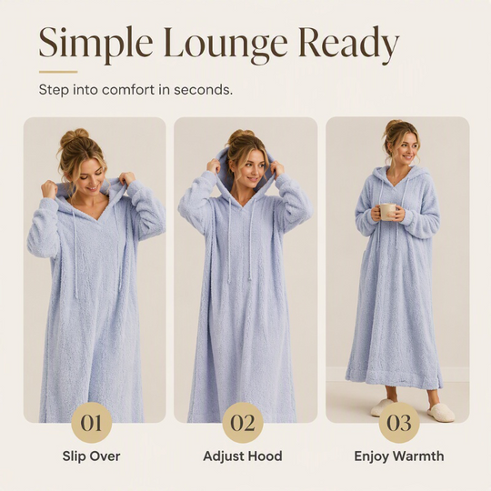 ❄️ Cozy Winter Comfort | 👗✨Women's Plush Hooded Maxi Lounge Dress