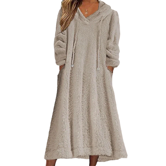 ❄️ Cozy Winter Comfort | 👗✨Women's Plush Hooded Maxi Lounge Dress