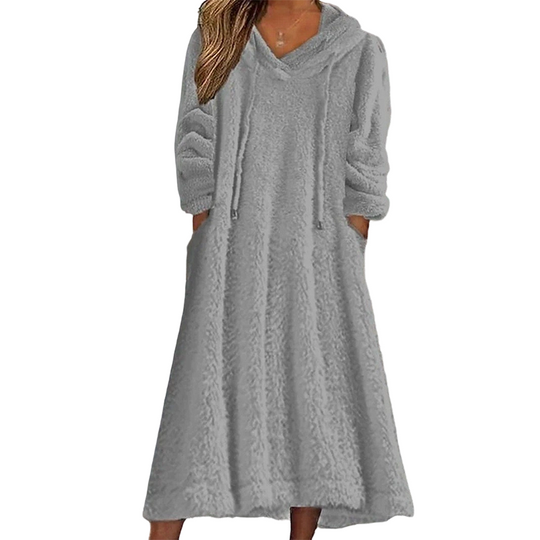 ❄️ Cozy Winter Comfort | 👗✨Women's Plush Hooded Maxi Lounge Dress