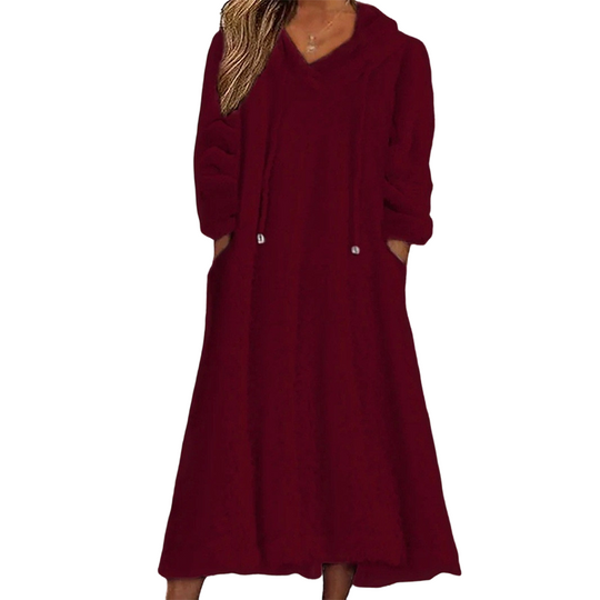 ❄️ Cozy Winter Comfort | 👗✨Women's Plush Hooded Maxi Lounge Dress