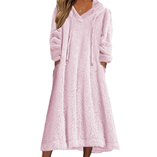 ❄️ Cozy Winter Comfort | 👗✨Women's Plush Hooded Maxi Lounge Dress