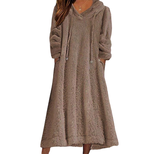 ❄️ Cozy Winter Comfort | 👗✨Women's Plush Hooded Maxi Lounge Dress