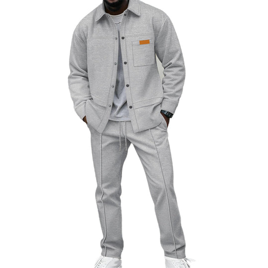🧥 Texture Meets Utility | Men's 2-Piece Lounge Set with Functional Pockets