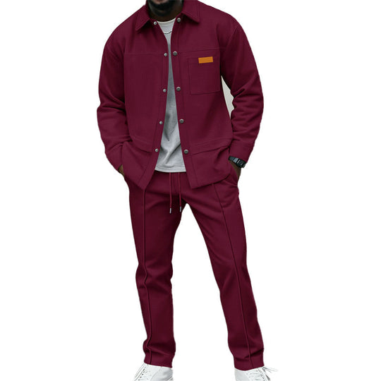 🧥 Texture Meets Utility | Men's 2-Piece Lounge Set with Functional Pockets