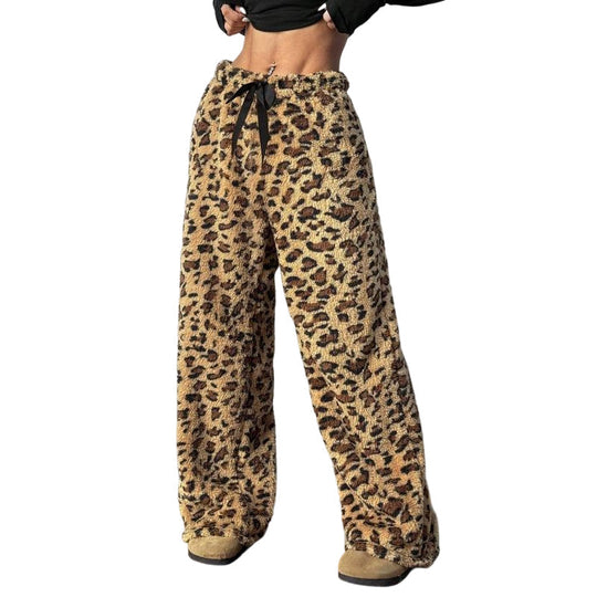 ☁️ Feel-Good Comfort | Women's Plush Plaid Wide-Leg Trousers
