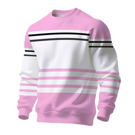 ✨ Easy Everyday Style | Men's Striped Colorblock Long-Sleeve Sweatshirt