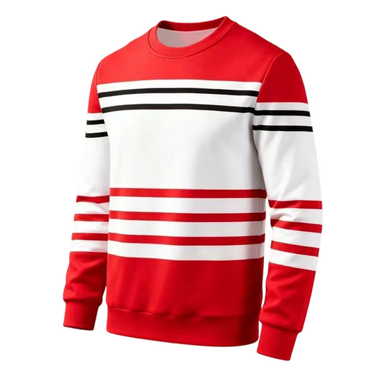 ✨ Easy Everyday Style | Men's Striped Colorblock Long-Sleeve Sweatshirt