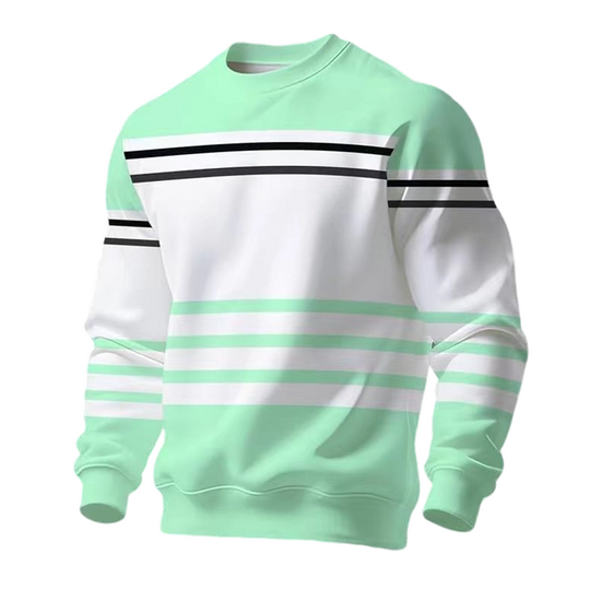 ✨ Easy Everyday Style | Men's Striped Colorblock Long-Sleeve Sweatshirt