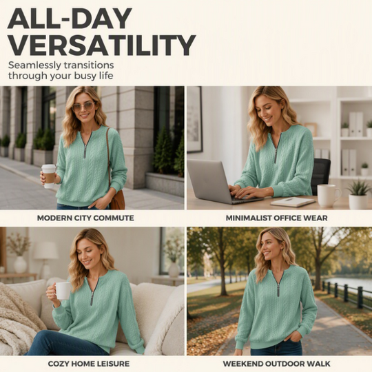 ⏳Limited Time 50% Off!🎉Women’s Half-Zip Cable Knit Sweatshirt