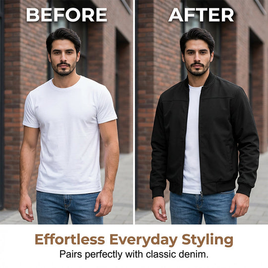 🧥 Rugged Texture, Easy Layering | Men's Suede-Look Western Bomber Jacket