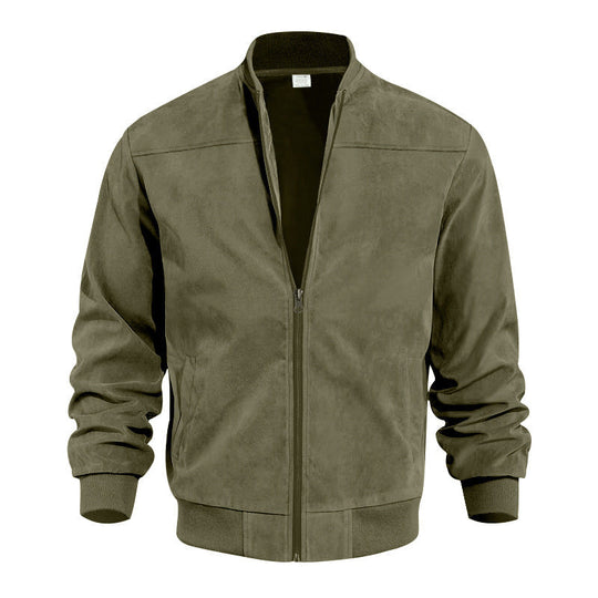 🧥 Rugged Texture, Easy Layering | Men's Suede-Look Western Bomber Jacket