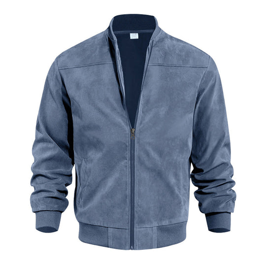 🧥 Rugged Texture, Easy Layering | Men's Suede-Look Western Bomber Jacket
