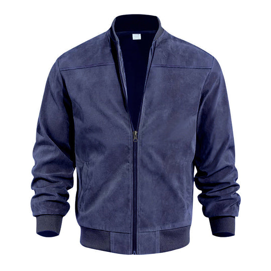 🧥 Rugged Texture, Easy Layering | Men's Suede-Look Western Bomber Jacket