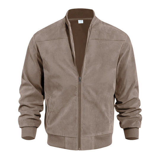 🧥 Rugged Texture, Easy Layering | Men's Suede-Look Western Bomber Jacket