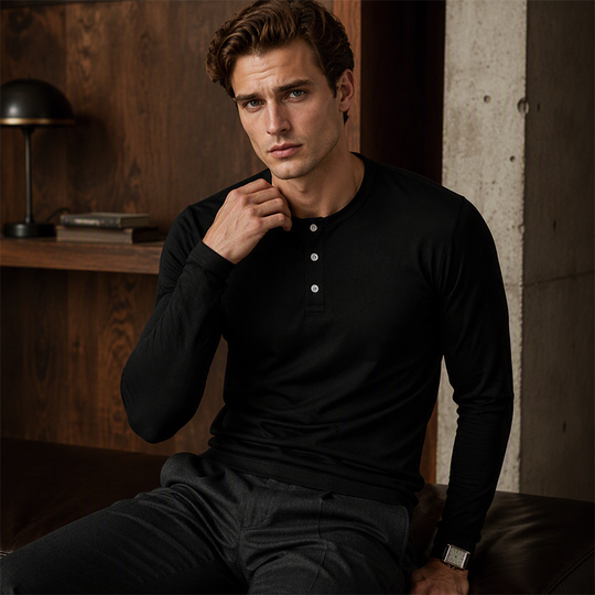 🖤Black Friday Sale:50% OFF🖤Men's Casual Henley Neck Long Sleeve Shirt