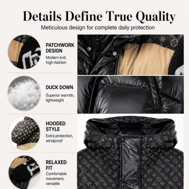 🧥 Patchwork Style, Cozy Coverage | Women's Hooded Puffer Jacket ⚡ Free Shipping