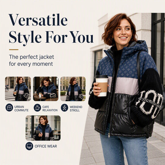 🧥 Patchwork Style, Cozy Coverage | Women's Hooded Puffer Jacket ⚡ Free Shipping
