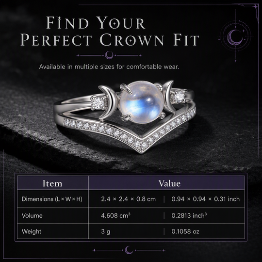 🌙 50% OFF! ✨ Vintage Gothic Crescent Moon Moonstone Ring – Platinum Plated V-Shaped Prong Setting, Pavé Sparkle & Ergonomic Comfort – Mystical Elegance for Every Day 💍