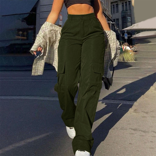 👖 More Pockets, Easy Movement | Women's High-Waist Straight-Leg Cargo Pants