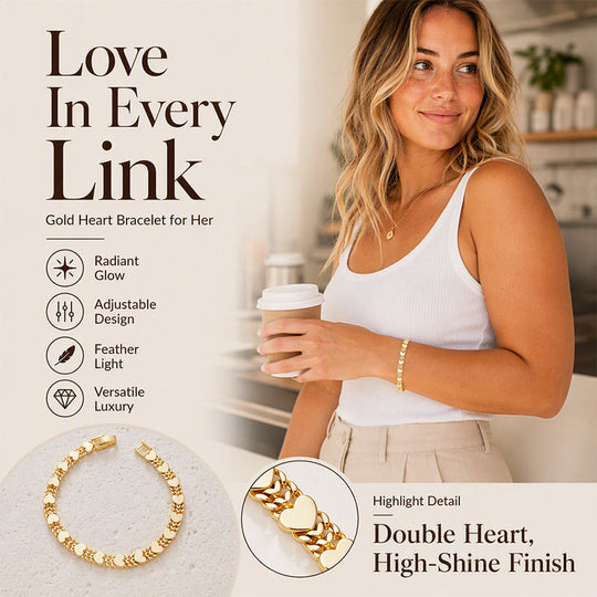 💖✨ More Items, More Savings✨Heart Link Bracelet – Elegant Lightweight Heart-Shaped Bracelet for Women🌸