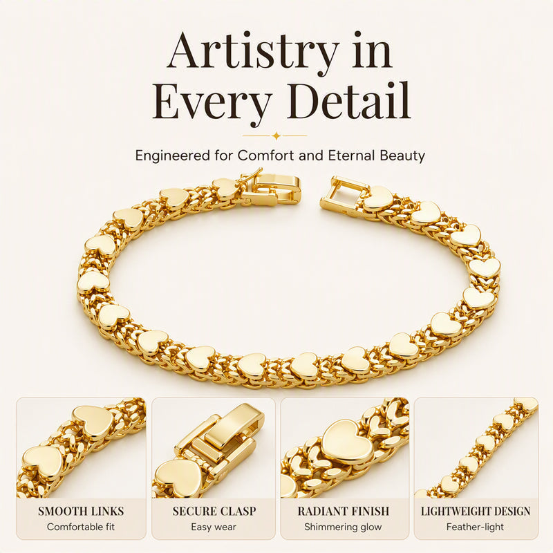 💖✨ More Items, More Savings✨Heart Link Bracelet – Elegant Lightweight Heart-Shaped Bracelet for Women🌸