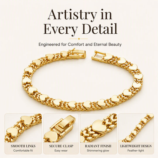 💖✨ More Items, More Savings✨Heart Link Bracelet – Elegant Lightweight Heart-Shaped Bracelet for Women🌸