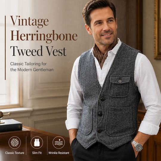 ✨ Vintage Smart Style | Men's Textured V-Neck Casual Waistcoat