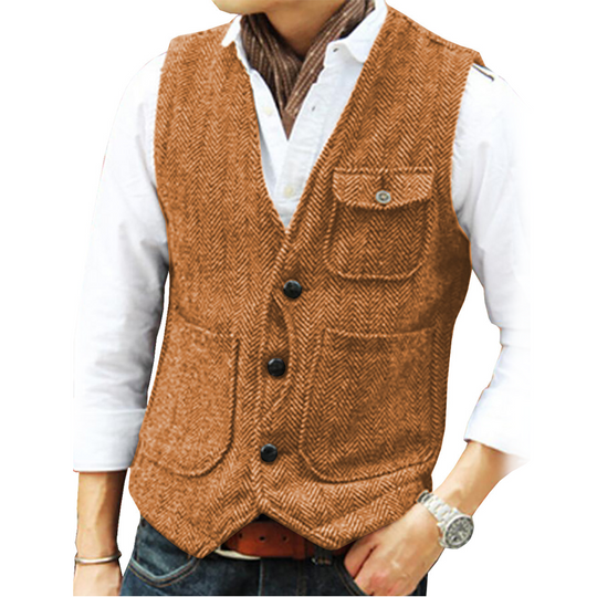 ✨ Vintage Smart Style | Men's Textured V-Neck Casual Waistcoat